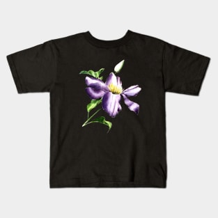 Clematis Flower Watercolor Painting Kids T-Shirt